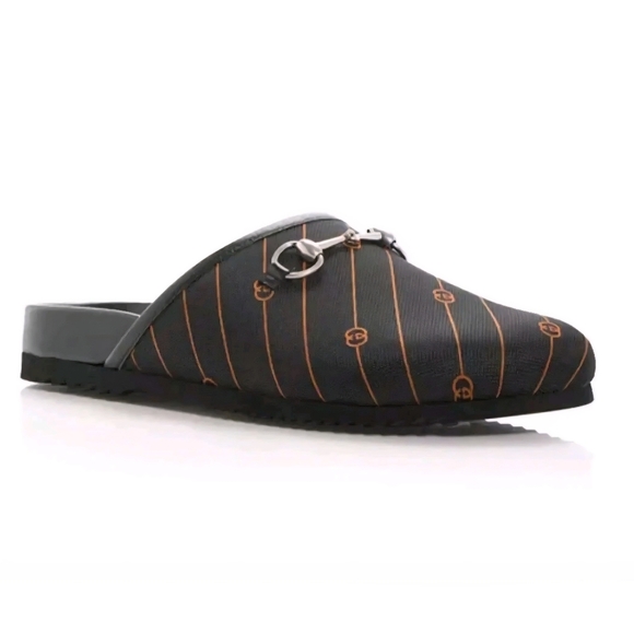 $890 Gucci Men’s River GG Stripe Horsebit Mule Slipper UK 8 US 9 EU 42 BNIB - Picture 1 of 7